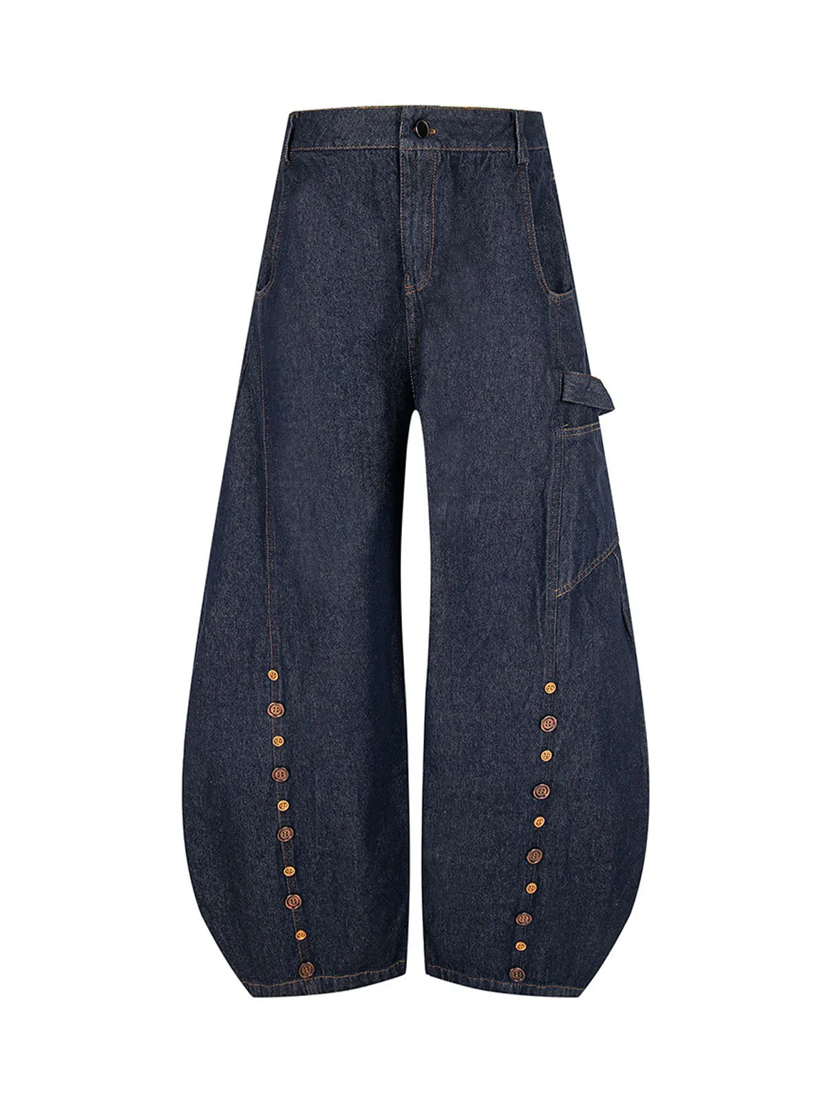 Button Embroidered Barrel Jeans sold by Thesupermade product image thumbnail 2