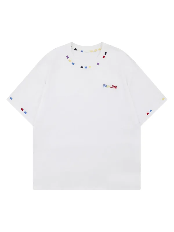 Fun Color-Dotted Embroidered Oversized T-Shirt sold by Thesupermade