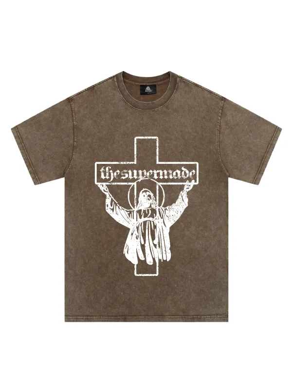 Original Distressed Cross Graphic T-Shirt sold by Thesupermade