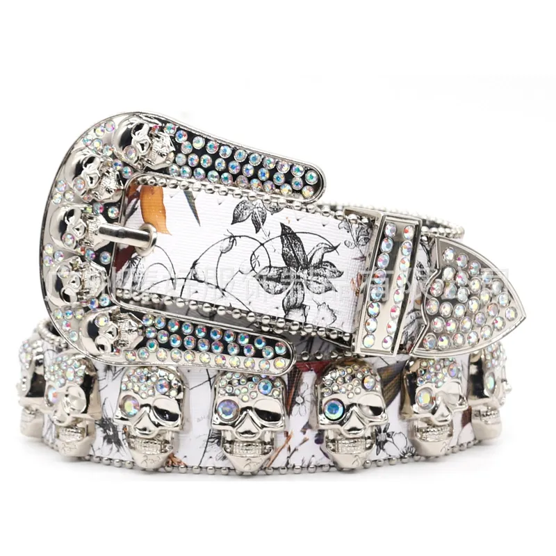 Punk Skull Rhinestone Print Belt sold by Thesupermade