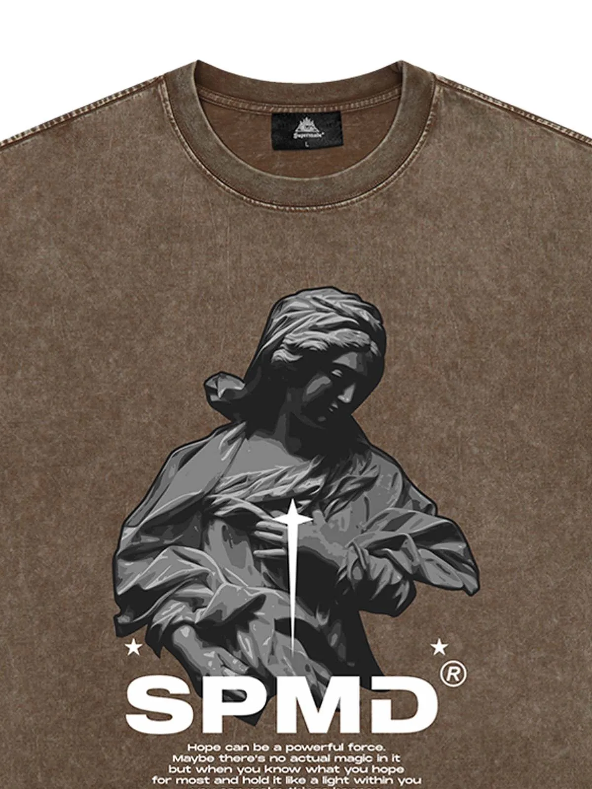 Original Virgin Mary Sculpture Star Print T-Shirt sold by Thesupermade product image thumbnail 4
