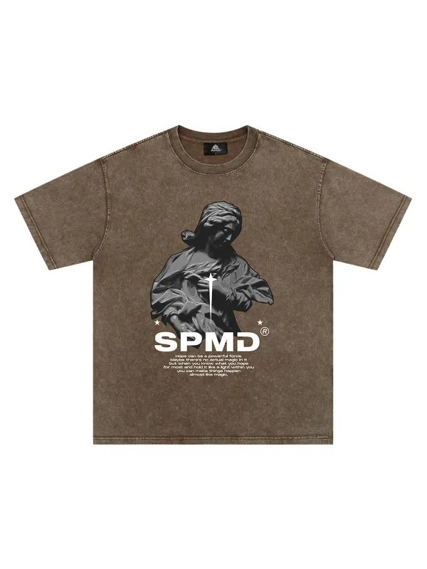 Original Virgin Mary Sculpture Star Print T-Shirt sold by Thesupermade