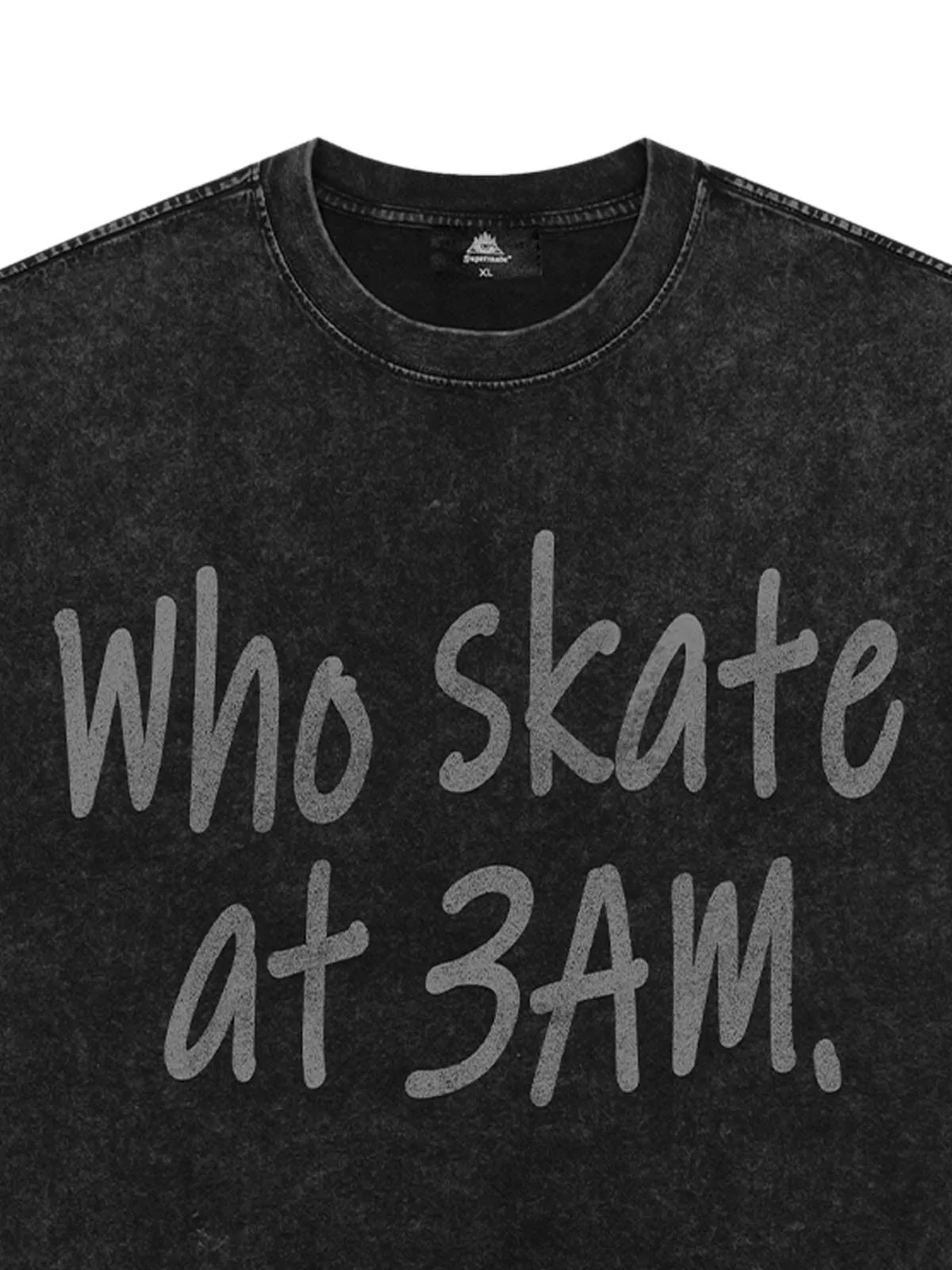 Origal "Who Skates at 3 AM" Slogan T-Shirt sold by Thesupermade product image thumbnail 3