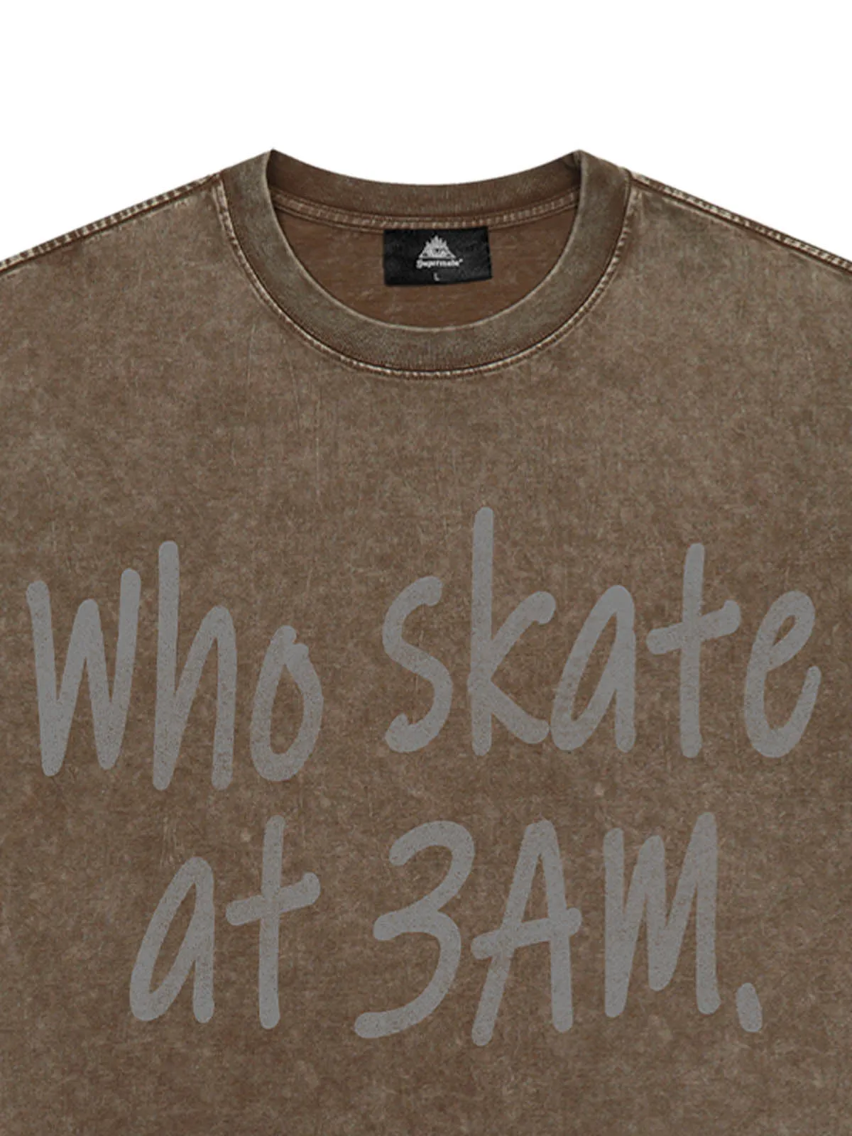 Origal "Who Skates at 3 AM" Slogan T-Shirt sold by Thesupermade product image thumbnail 5