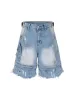Ripped Washed Tassel Cargo Denim Shorts sold by Thesupermade