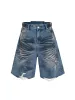 Tie-Dye Distressed Denim Shorts sold by Thesupermade