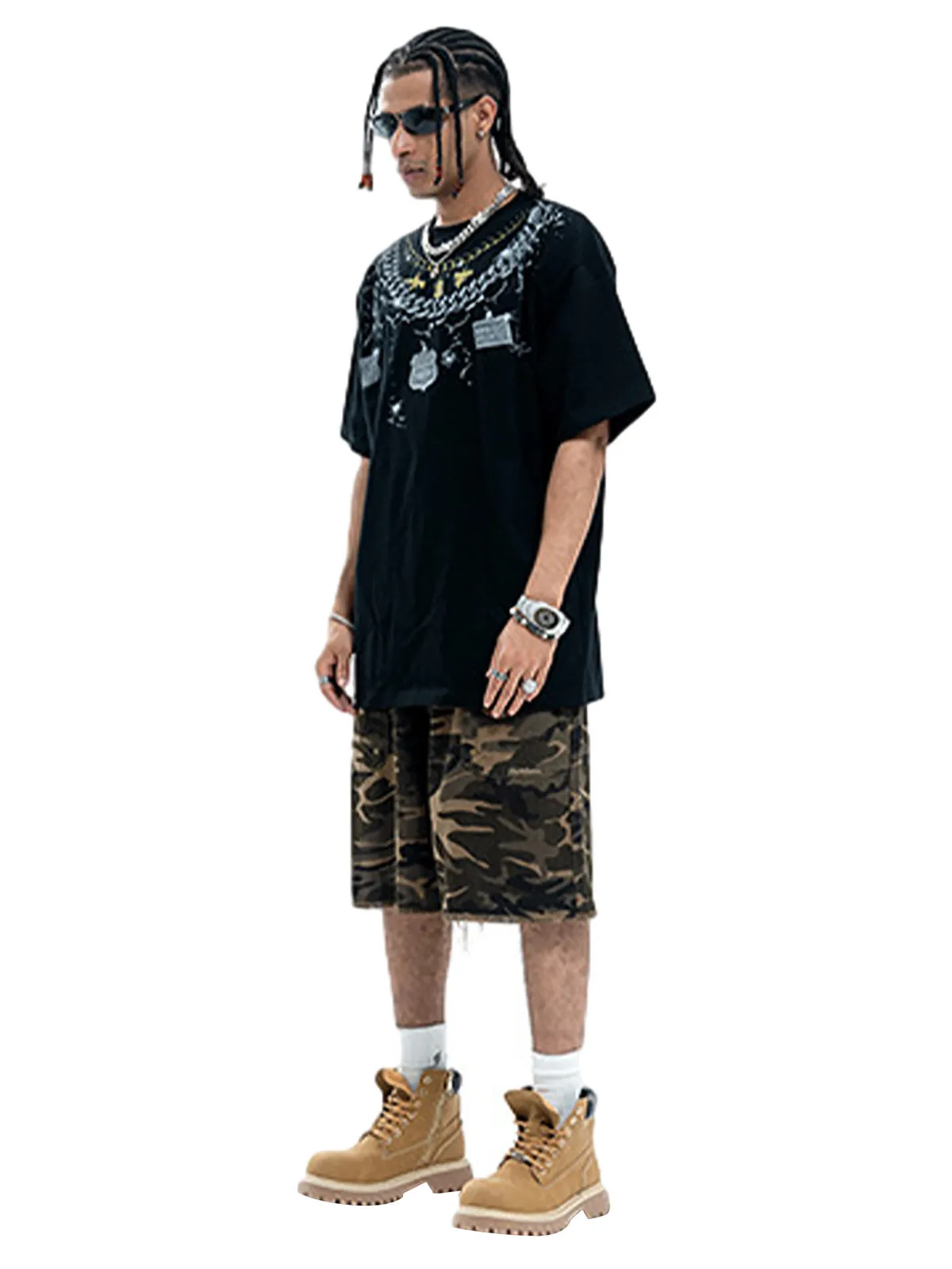 Chain Print Crew Neck T-Shirt sold by Thesupermade product image thumbnail 5