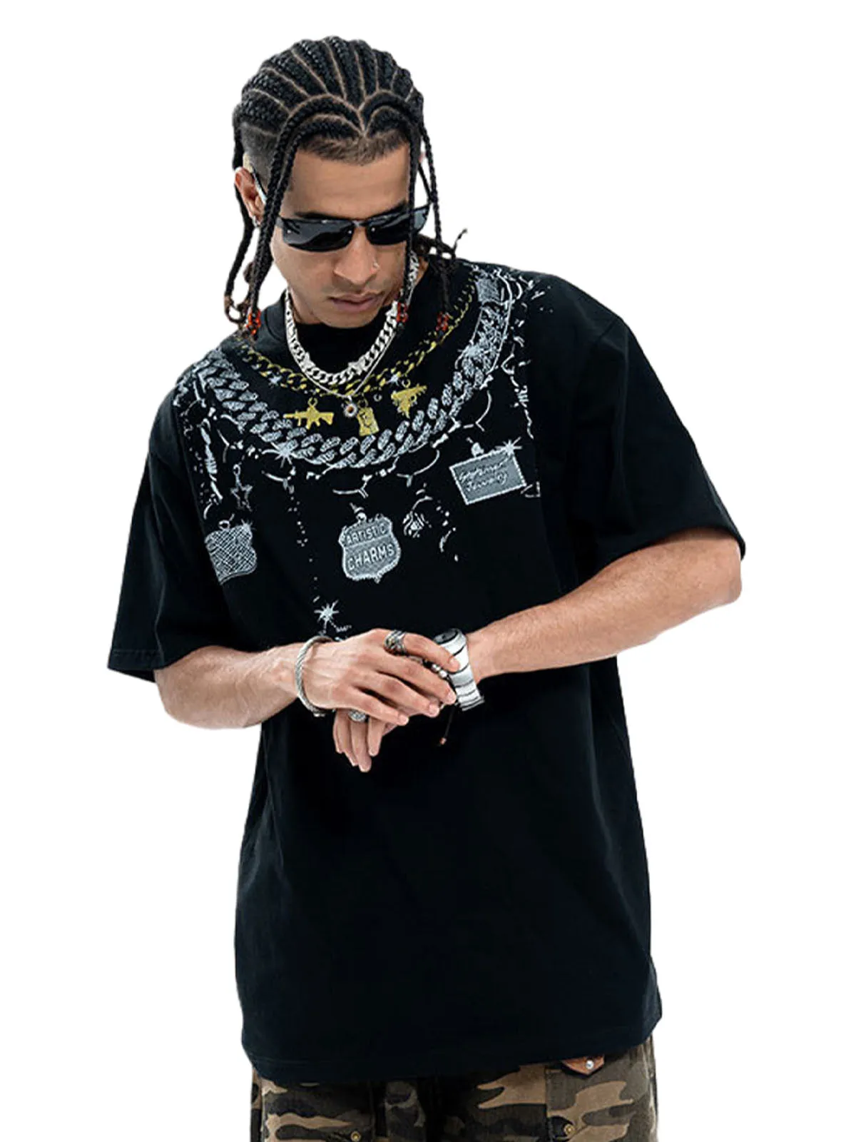 Chain Print Crew Neck T-Shirt sold by Thesupermade product image thumbnail 4