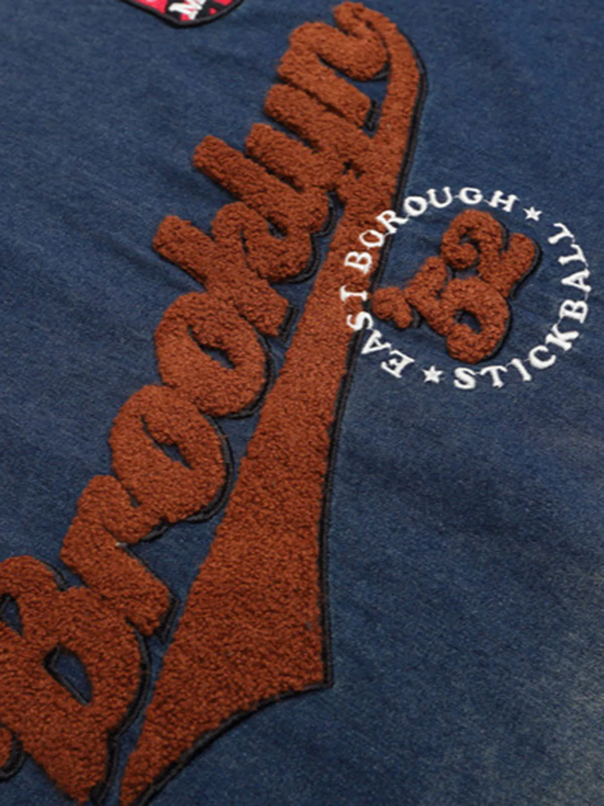 Denim Vintage Washed Distressed Gradient Embroidery T-Shirt sold by Thesupermade product image thumbnail 5