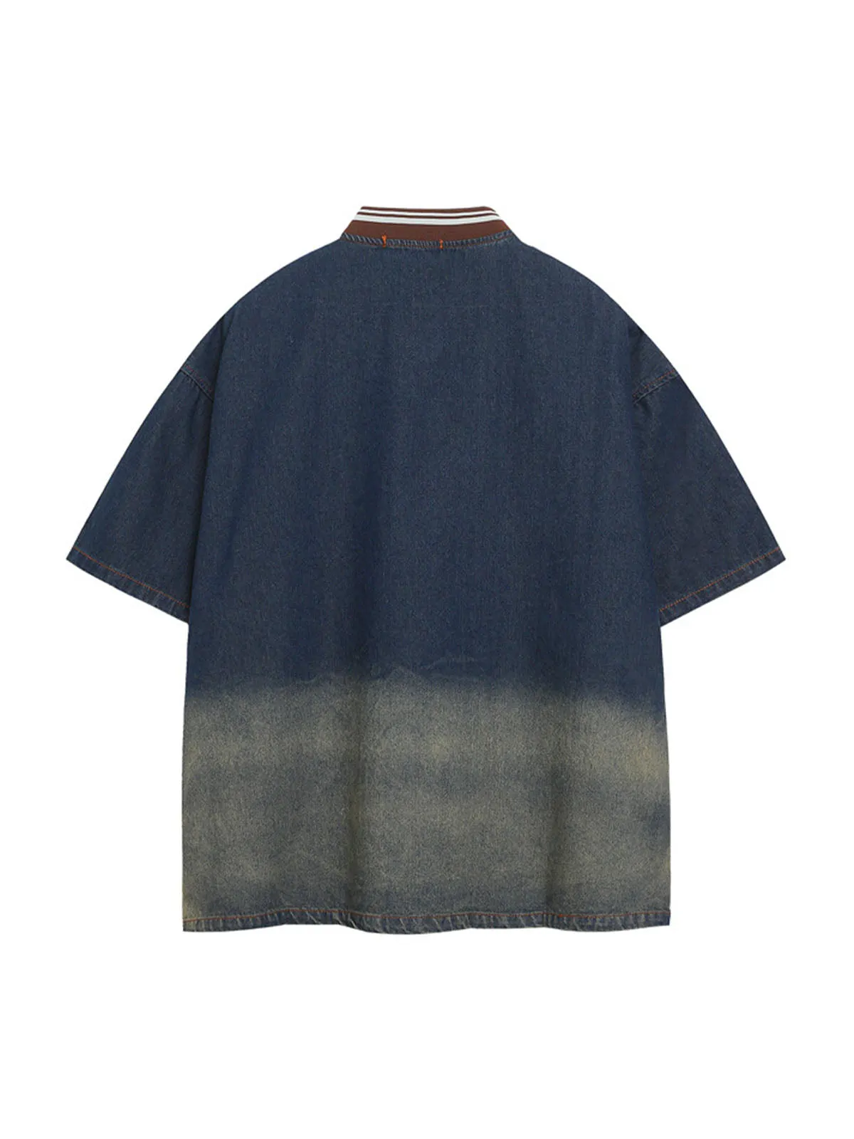Denim Vintage Washed Distressed Gradient Embroidery T-Shirt sold by Thesupermade product image thumbnail 2
