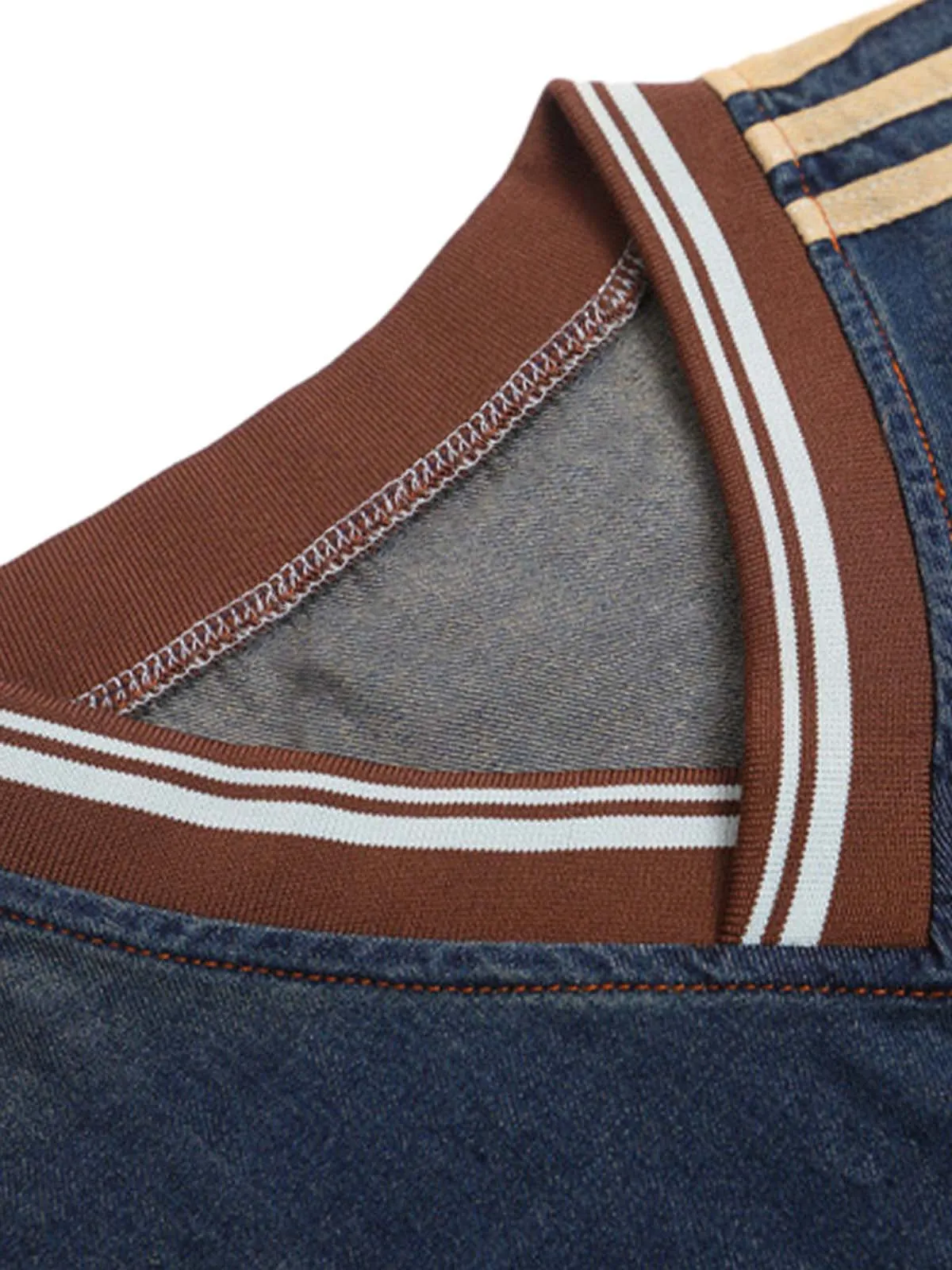 Denim Vintage Washed Distressed Gradient Embroidery T-Shirt sold by Thesupermade product image thumbnail 3