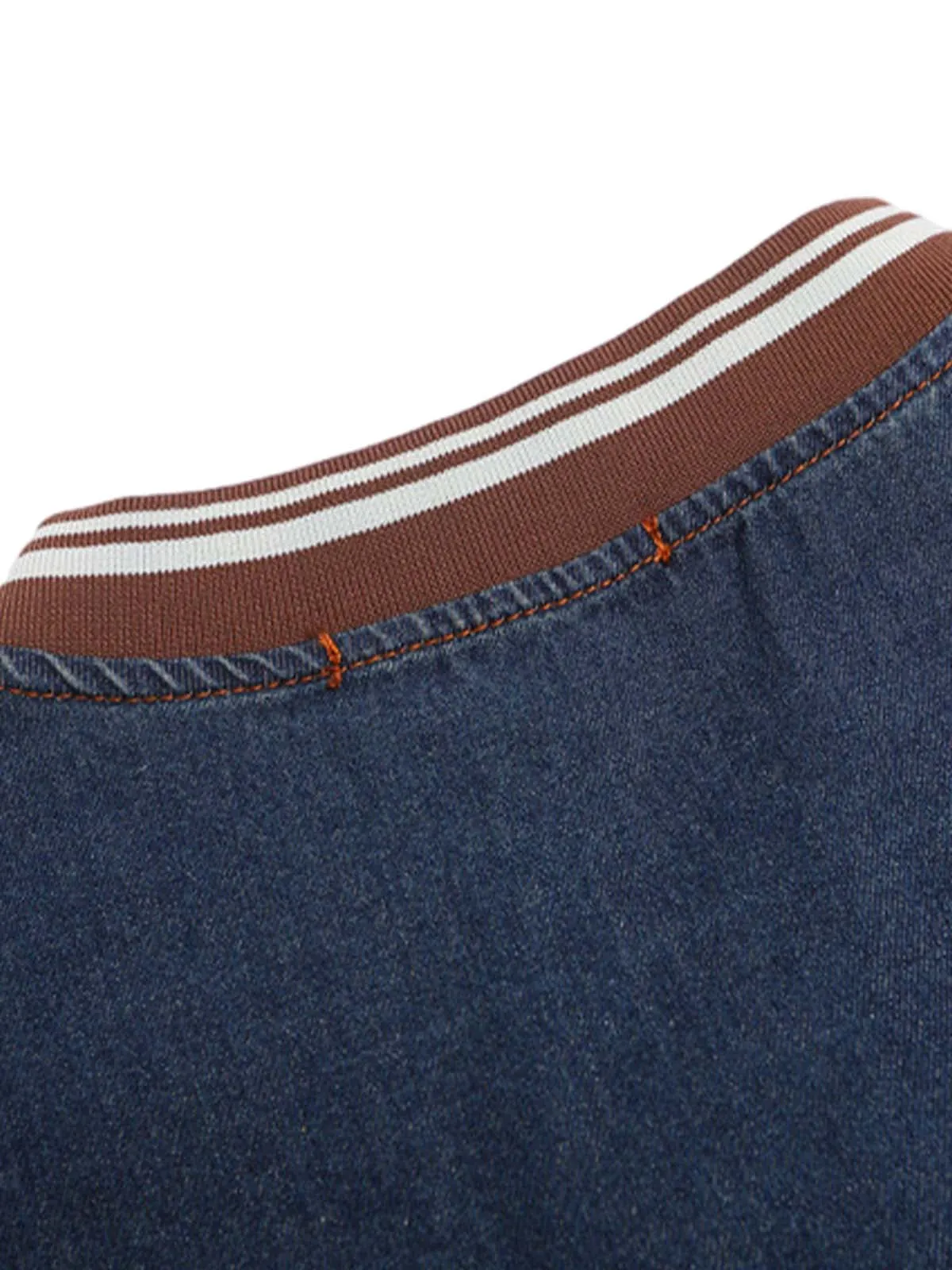 Denim Vintage Washed Distressed Gradient Embroidery T-Shirt sold by Thesupermade product image thumbnail 4