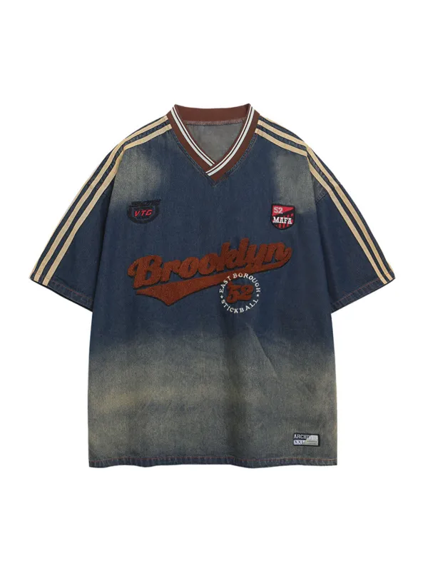 Vintage Distressed Washed Gradient Denim T-shirt sold by Thesupermade