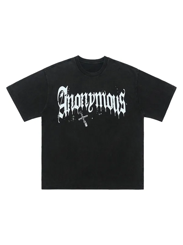 Thesupermade American Street Heavy Washed Distressed Gothic Cross T-shirt sold by Thesupermade