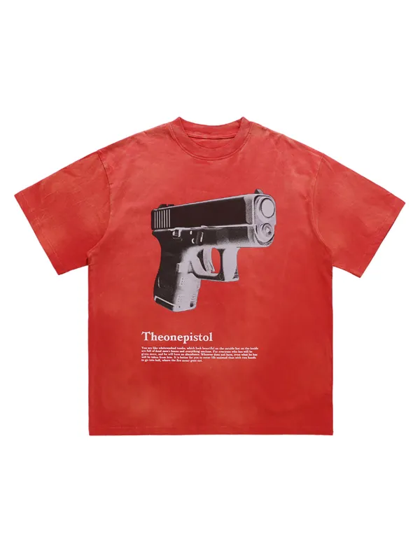 Graphic Gun Print T-Shirt - Bold Statement for Urban Style sold by Thesupermade