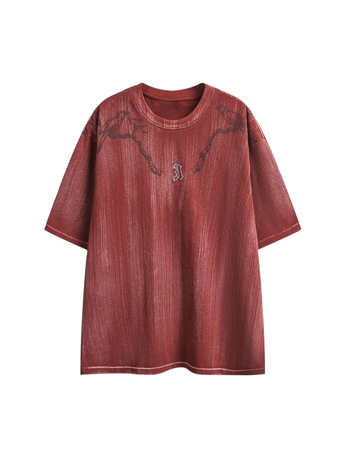 Distressed Embroidered Letter T-Shirt sold by Thesupermade product image thumbnail 2