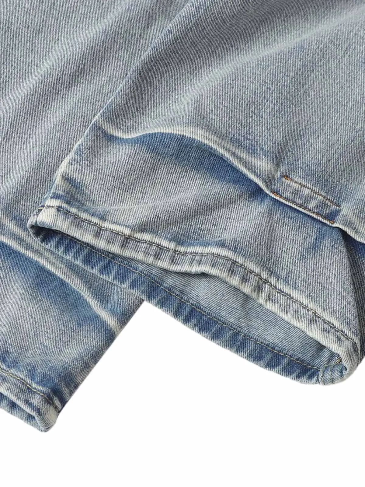 Distressed Washed Whisker Pleated Barrel Jeans sold by Thesupermade product image thumbnail 5