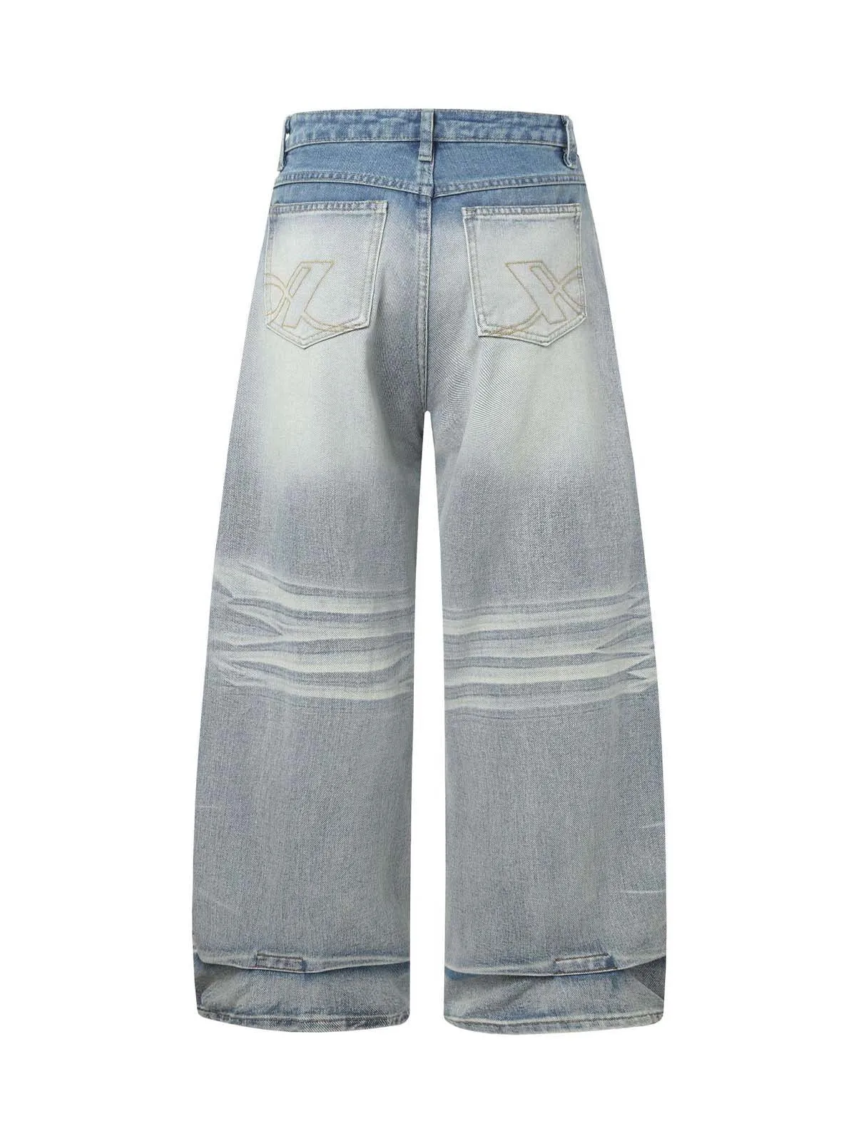 Distressed Washed Whisker Pleated Barrel Jeans sold by Thesupermade product image thumbnail 2