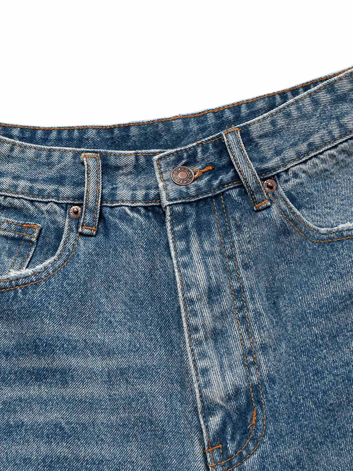Distressed Washed Whisker Pleated Barrel Jeans sold by Thesupermade product image thumbnail 3