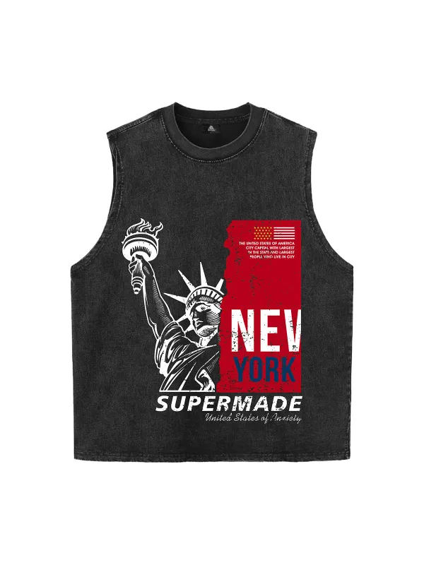 Orginal Statue of Liberty Splicing Graffiti Independence Day Vest sold by Thesupermade