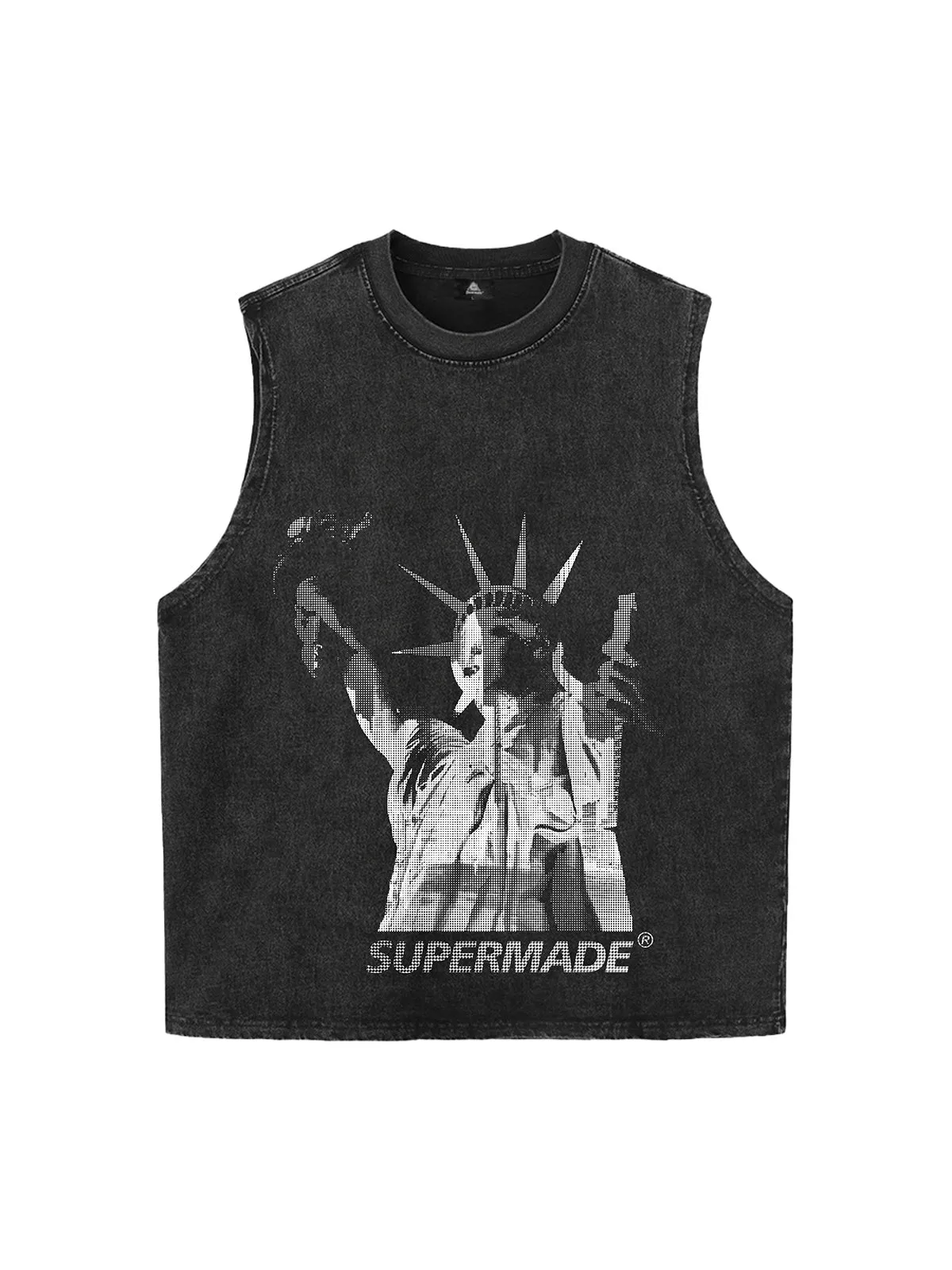 Original Stylish Graphic Tank Top Sleeveless Denim Vest sold by Thesupermade