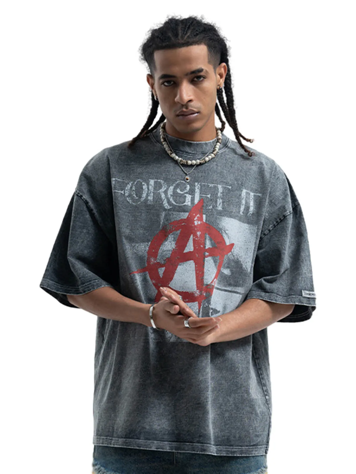 Street Retro Anti-War Distressed Print T-Shirt sold by Thesupermade product image thumbnail 4