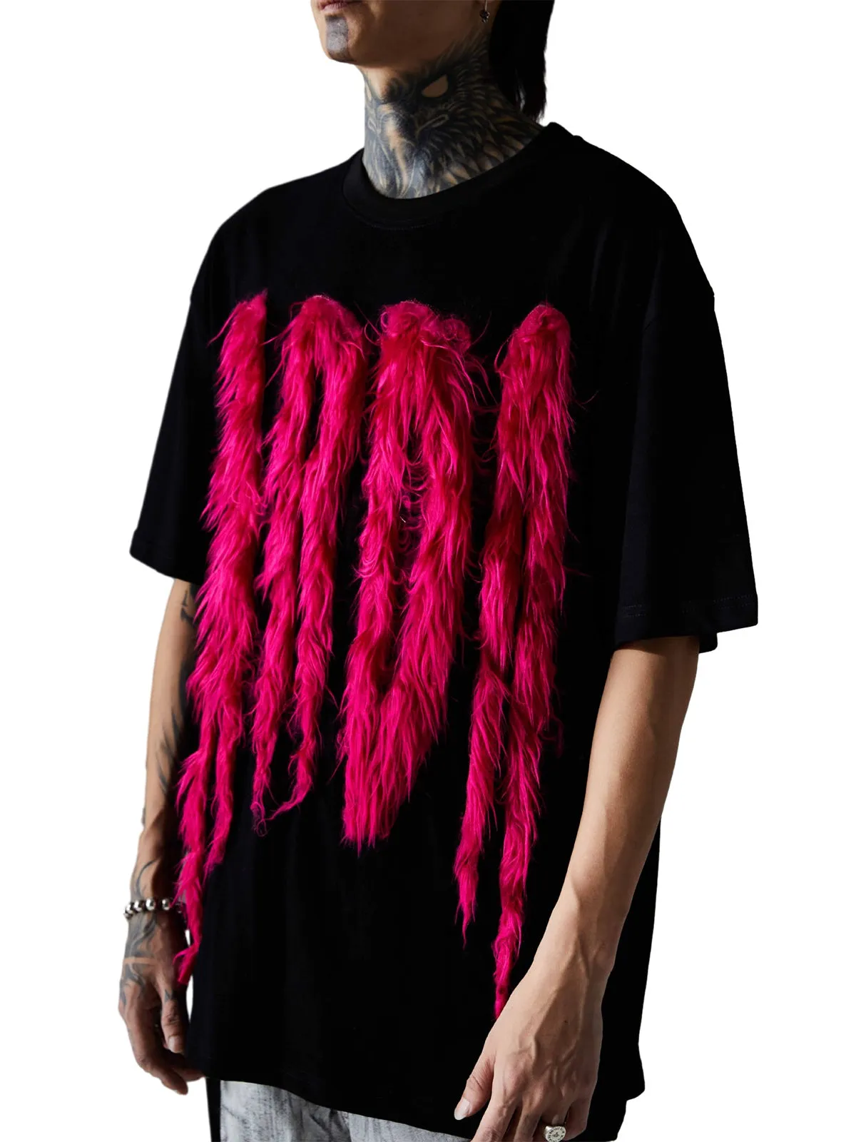 Street Retro Fur Patchwork T-shirt sold by Thesupermade product image thumbnail 4