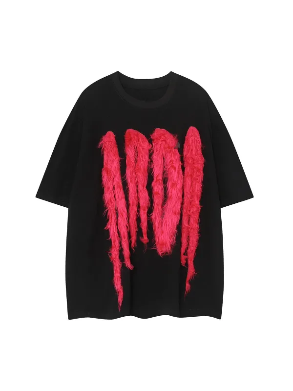 Street Retro Fur Patchwork T-shirt sold by Thesupermade