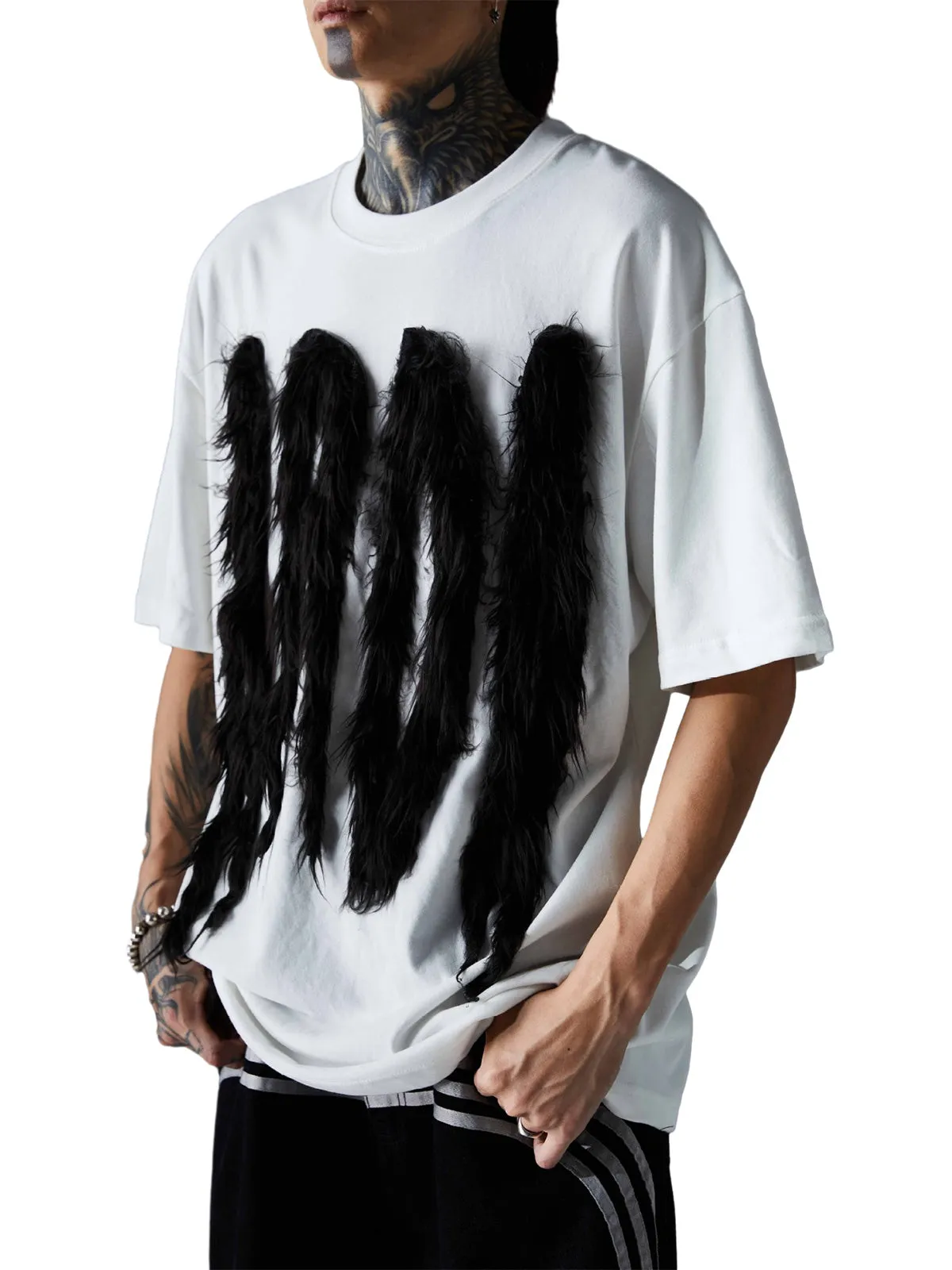 Street Retro Fur Patchwork T-shirt sold by Thesupermade product image thumbnail 2