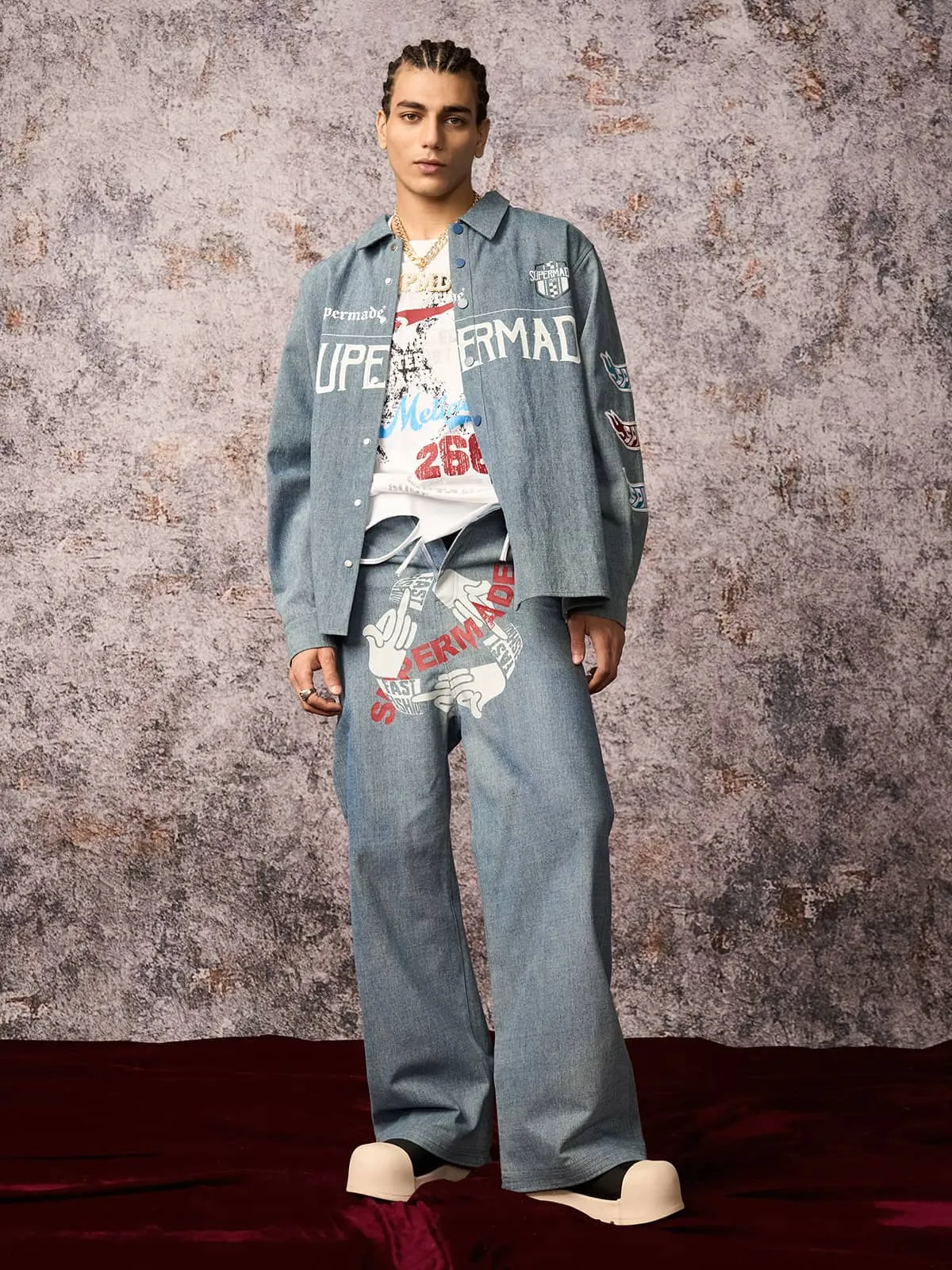 Original Embroidered Patches Denim Shirt sold by Thesupermade