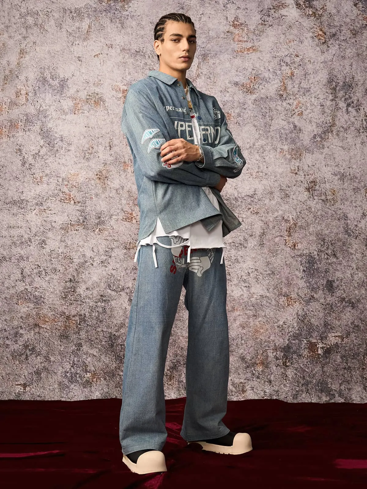 Original Embroidered Patches Denim Shirt sold by Thesupermade product image thumbnail 5