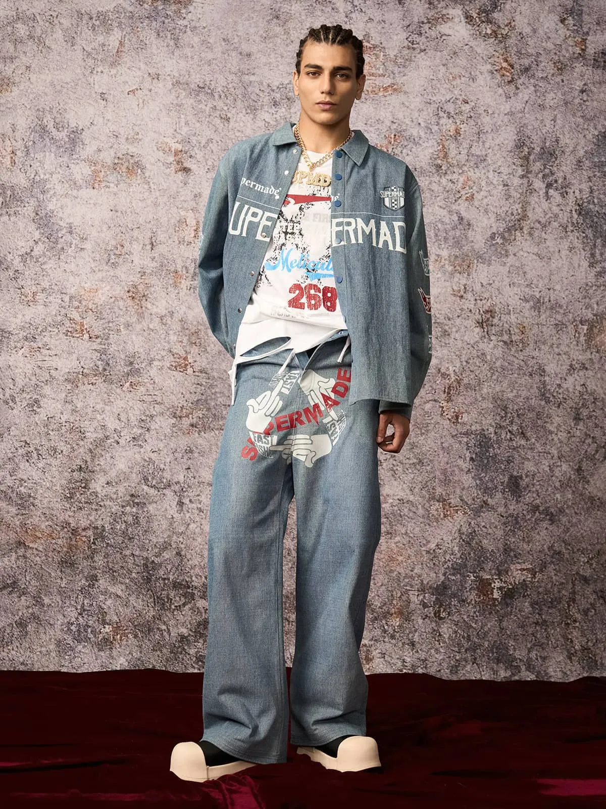 Original Embroidered Patches Denim Shirt sold by Thesupermade product image thumbnail 3