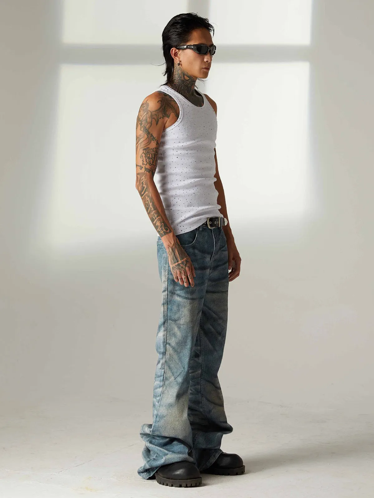 Street Heavy Rhinestone Threaded Vest sold by Thesupermade product image thumbnail 5