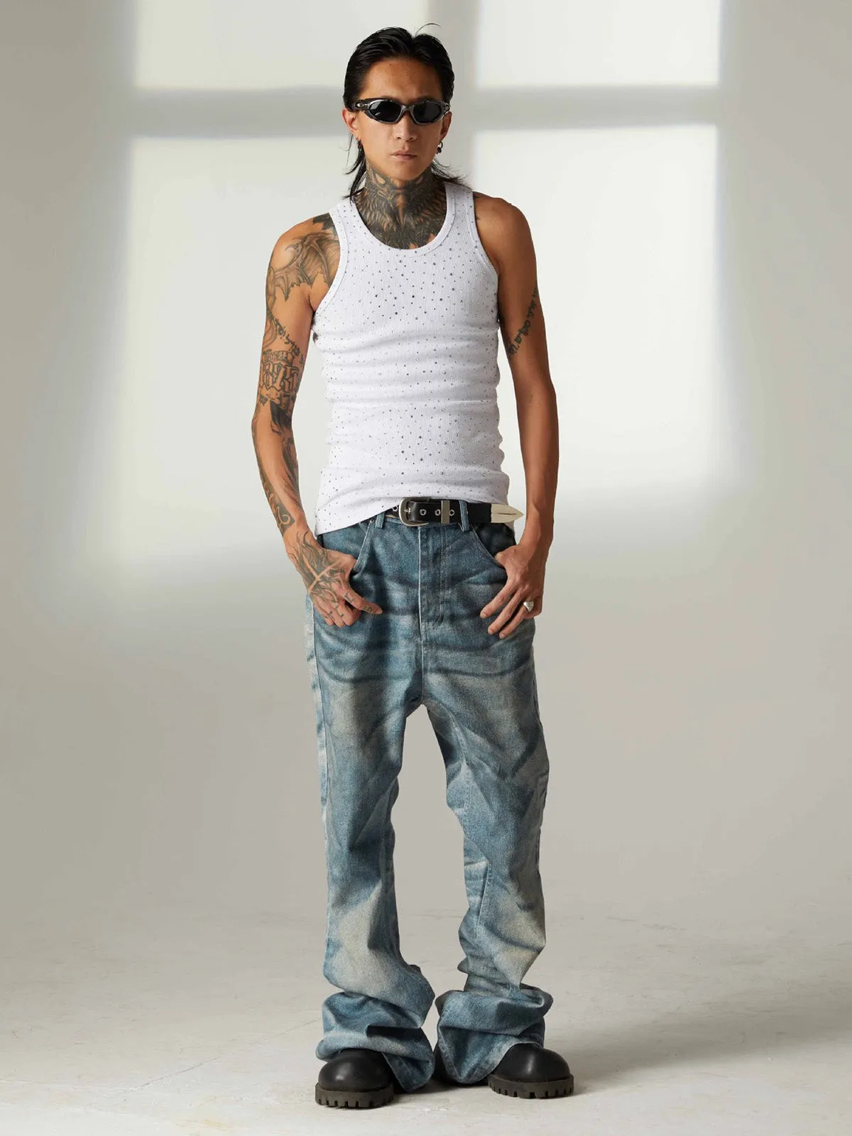 Street Heavy Rhinestone Threaded Vest sold by Thesupermade product image thumbnail 3