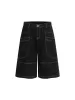 Contrast Stitched Patch Pocket Denim Jorts sold by Thesupermade