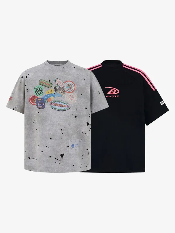 Retro Fun Print T-Shirt Set sold by Thesupermade