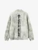 Ribbed Knit Dirty Dyed Embroidery Cross Sweater - 2465 sold by Thesupermade