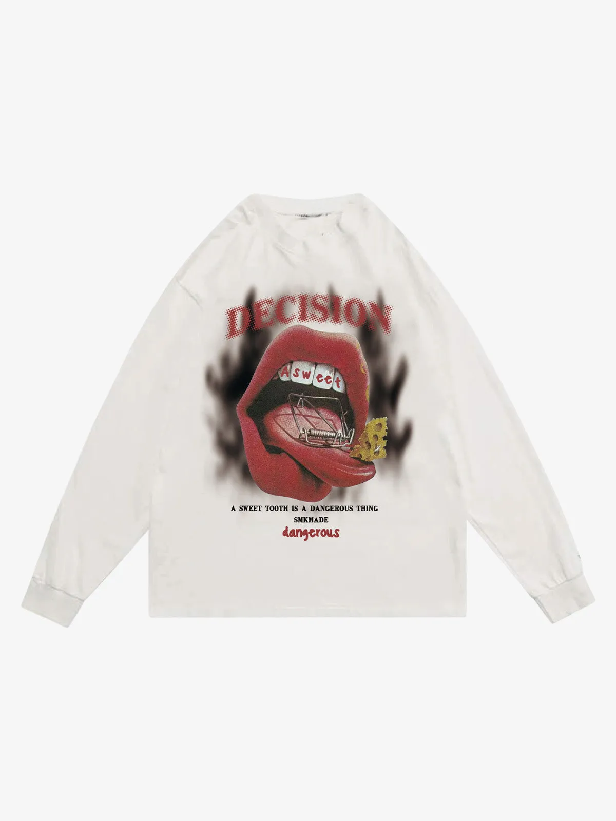Graphic Creative Lip Print Washed Sweatshirt sold by Thesupermade product image thumbnail 3