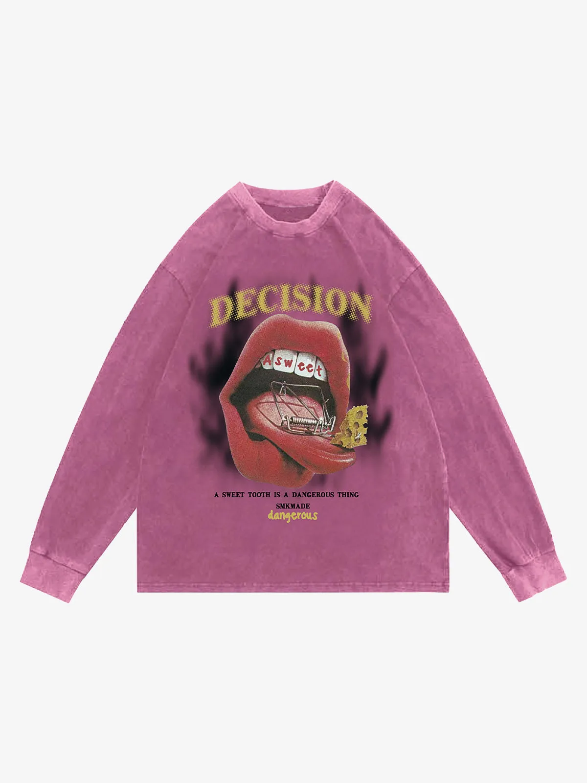 Graphic Creative Lip Print Washed Sweatshirt sold by Thesupermade product image thumbnail 4