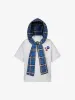Detachable Badge Hooded Plaid Cape T-shirt sold by Thesupermade