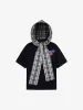 Detachable Badge Hooded Plaid Cape T-shirt sold by Thesupermade