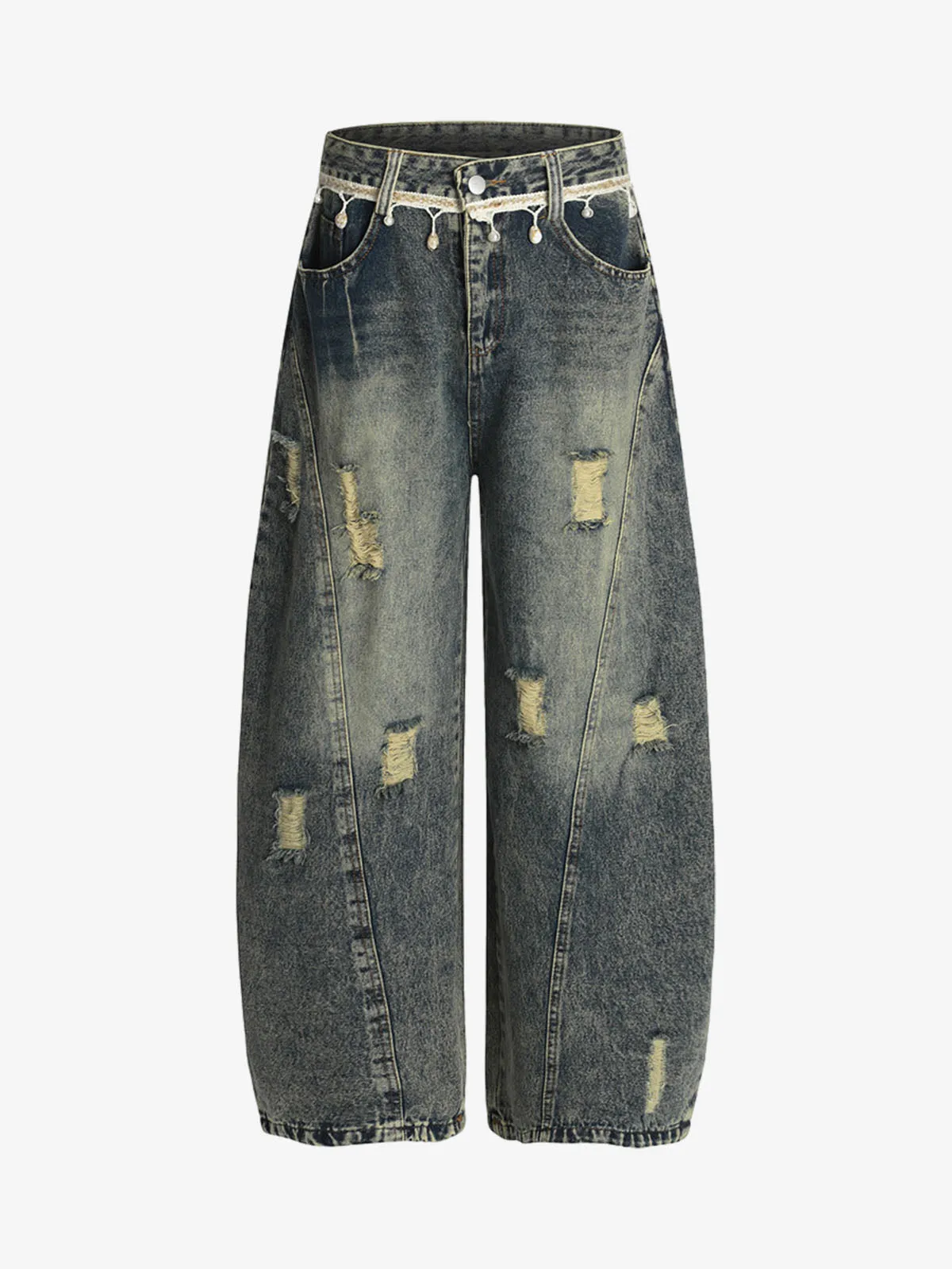 Vintage Washed Ripped Scimitar Jeans sold by Thesupermade