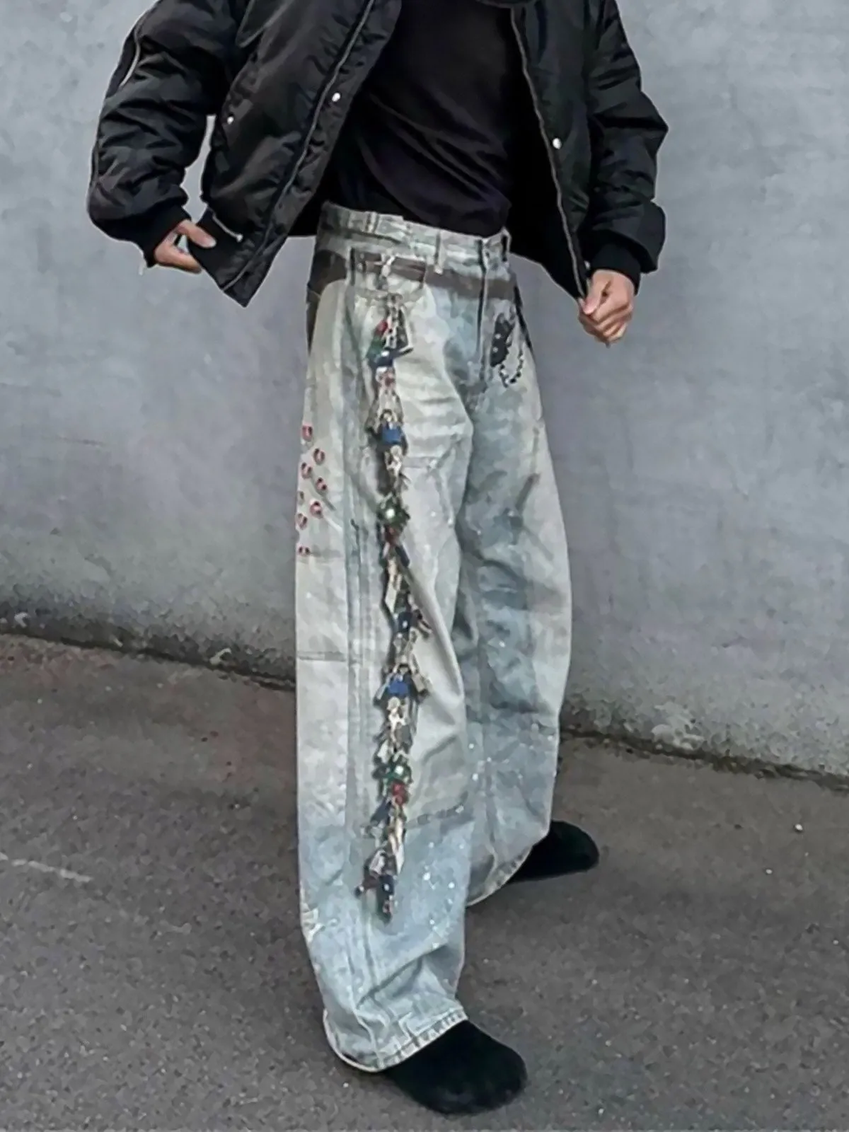 Multi-Keychain Heart Digital Printed Jeans sold by Thesupermade product image thumbnail 4