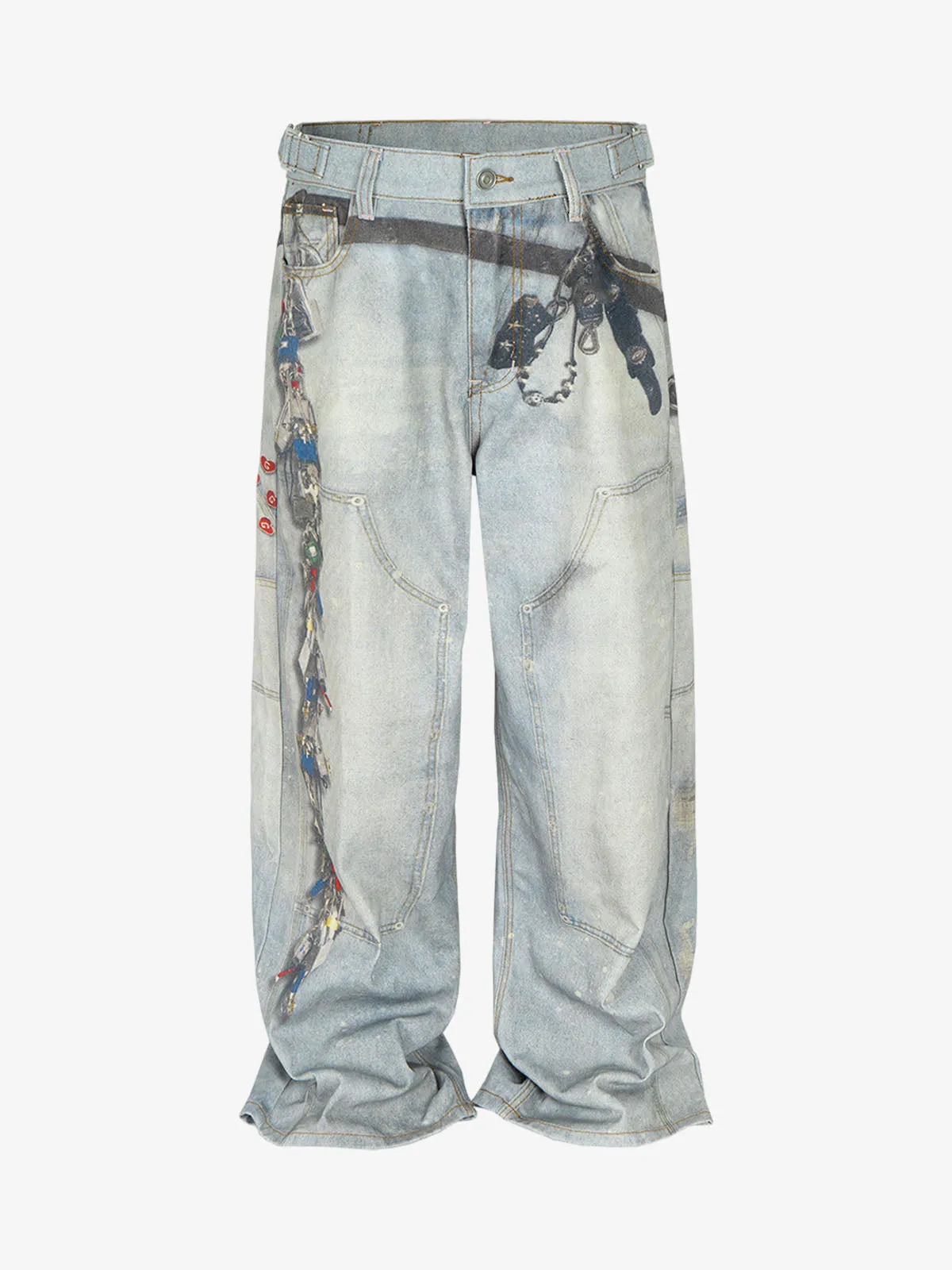 Multi-Keychain Heart Digital Printed Jeans sold by Thesupermade