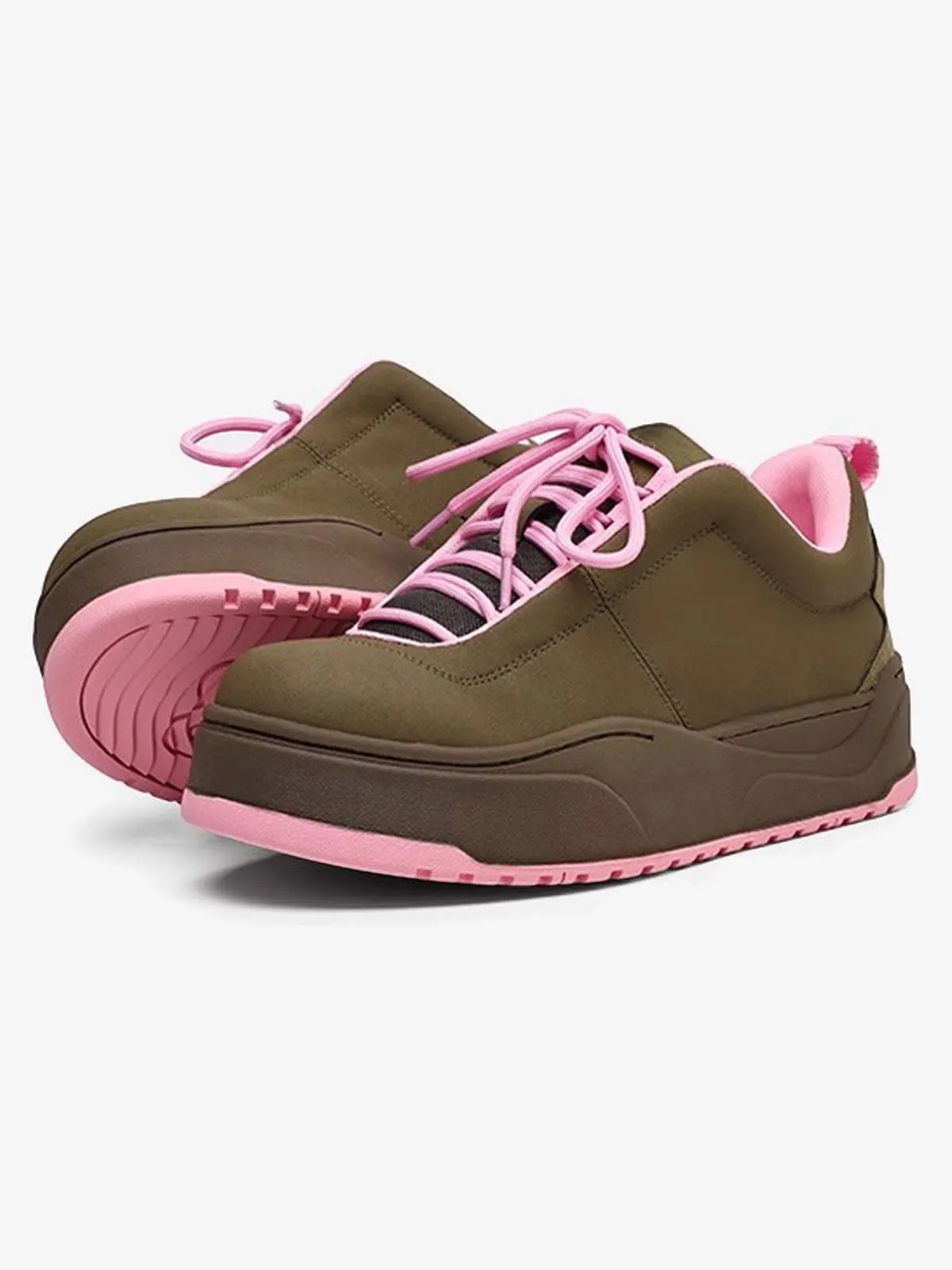 Retro Pink And Brown Thick-soled Casual Sneakers sold by Thesupermade product image thumbnail 3