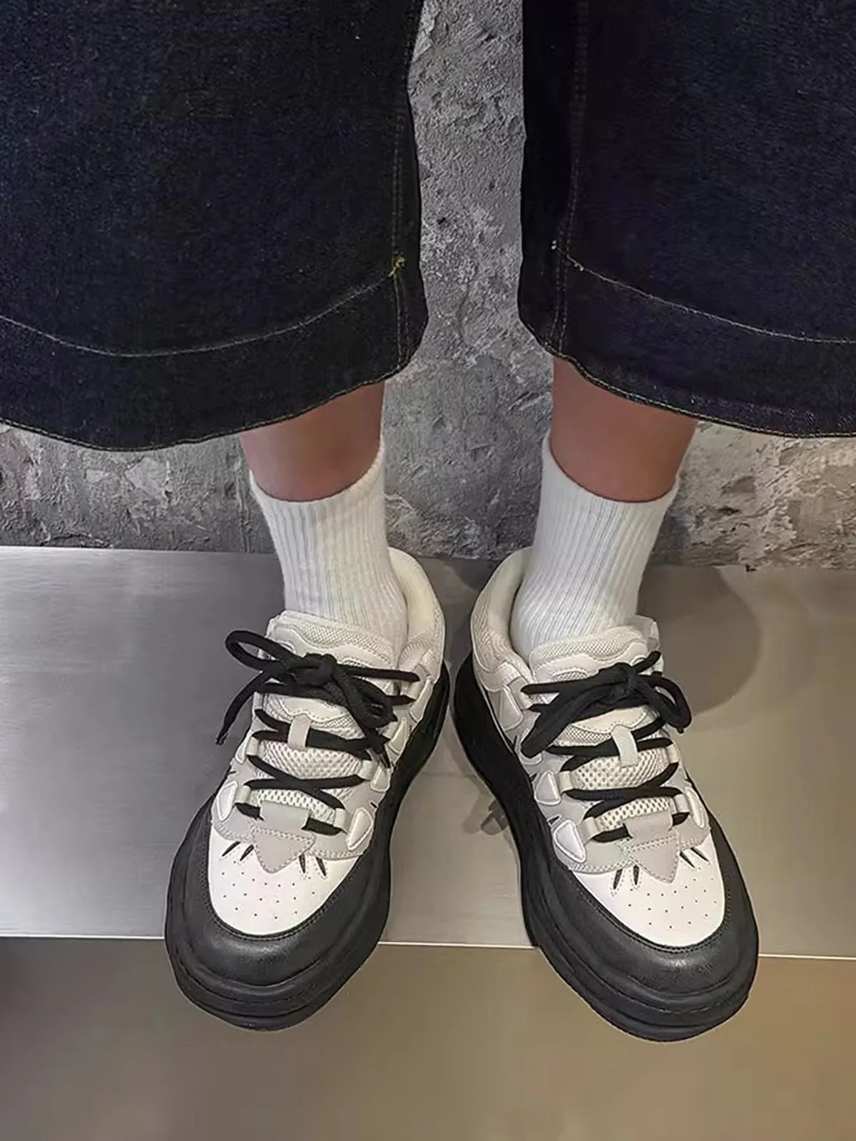 Black And White Platform Sneakers - 2449 sold by Thesupermade product image thumbnail 2