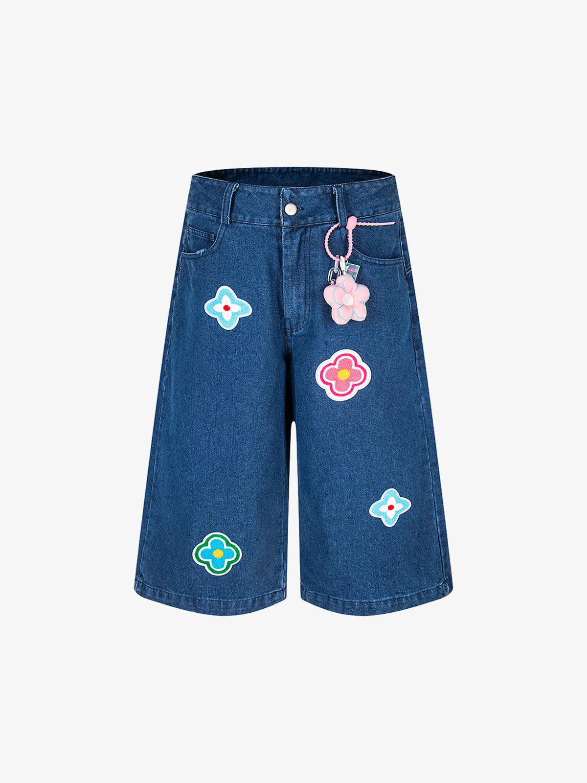 Retro Embroidered Floral Cropped Jort sold by Thesupermade product image thumbnail 2