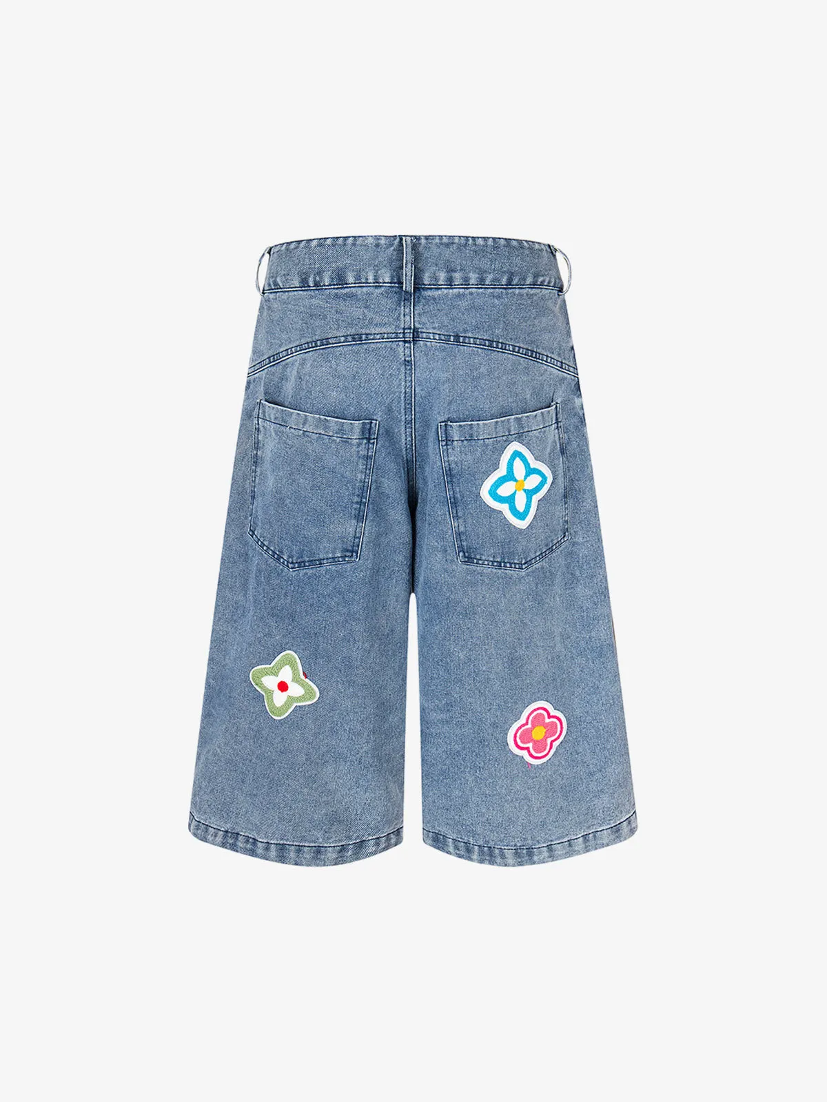 Retro Embroidered Floral Cropped Jort sold by Thesupermade product image thumbnail 3