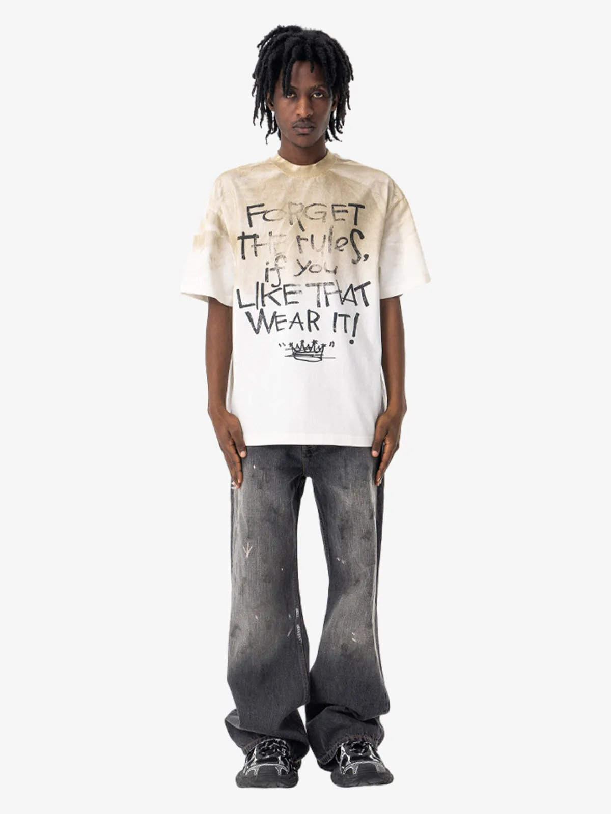 Small Collar Spray Dirty Retro Cleanfit T-shirt sold by Thesupermade product image thumbnail 3