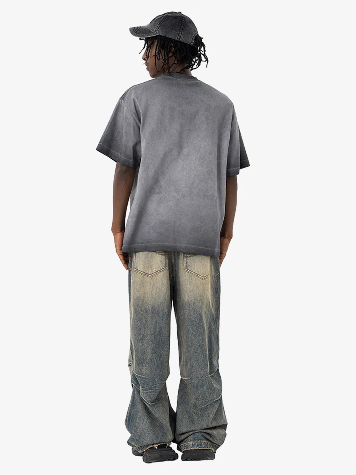 Washed Spray Color Graphic Round Neck T-shirt sold by Thesupermade product image thumbnail 4